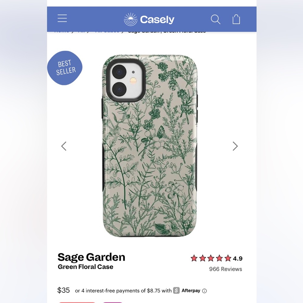 Casely Bold Phone Case for iPhone 11 in Sage Garden Print